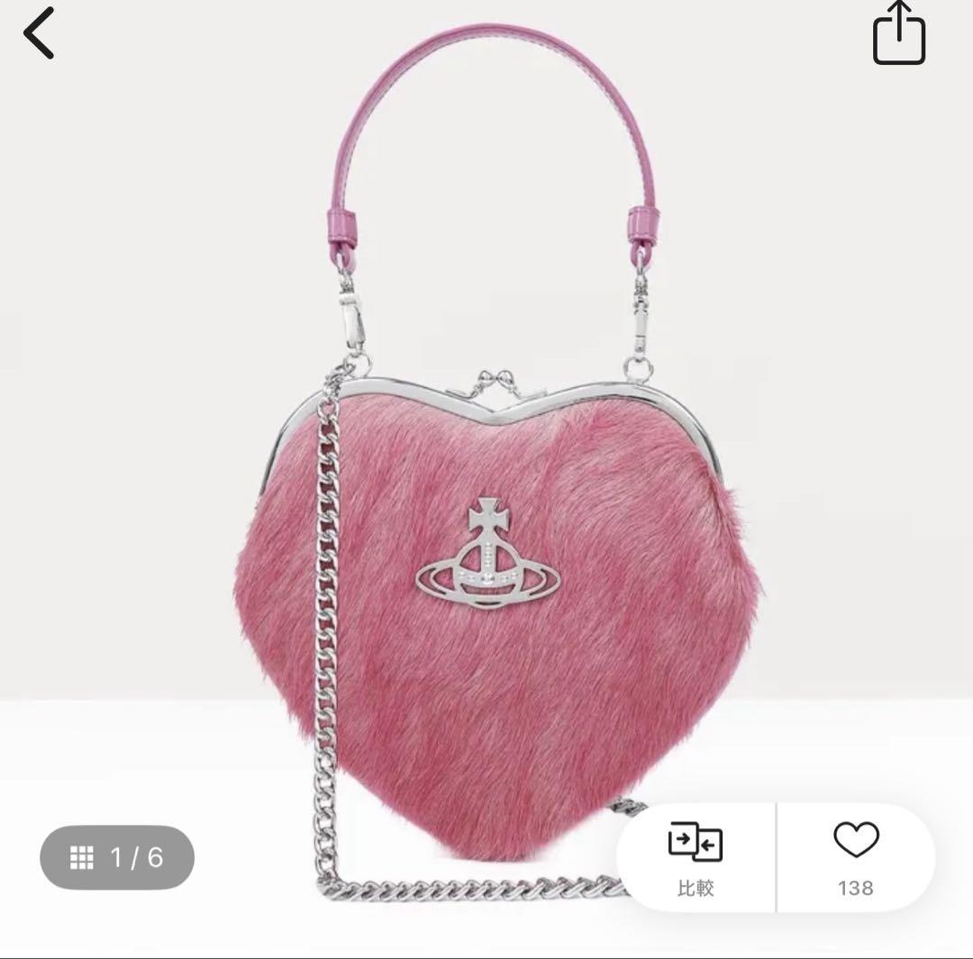 Vivienne Westwood バッグ vivienne westwood Heart shaped clutch bag Pink Fur Silver | eBay