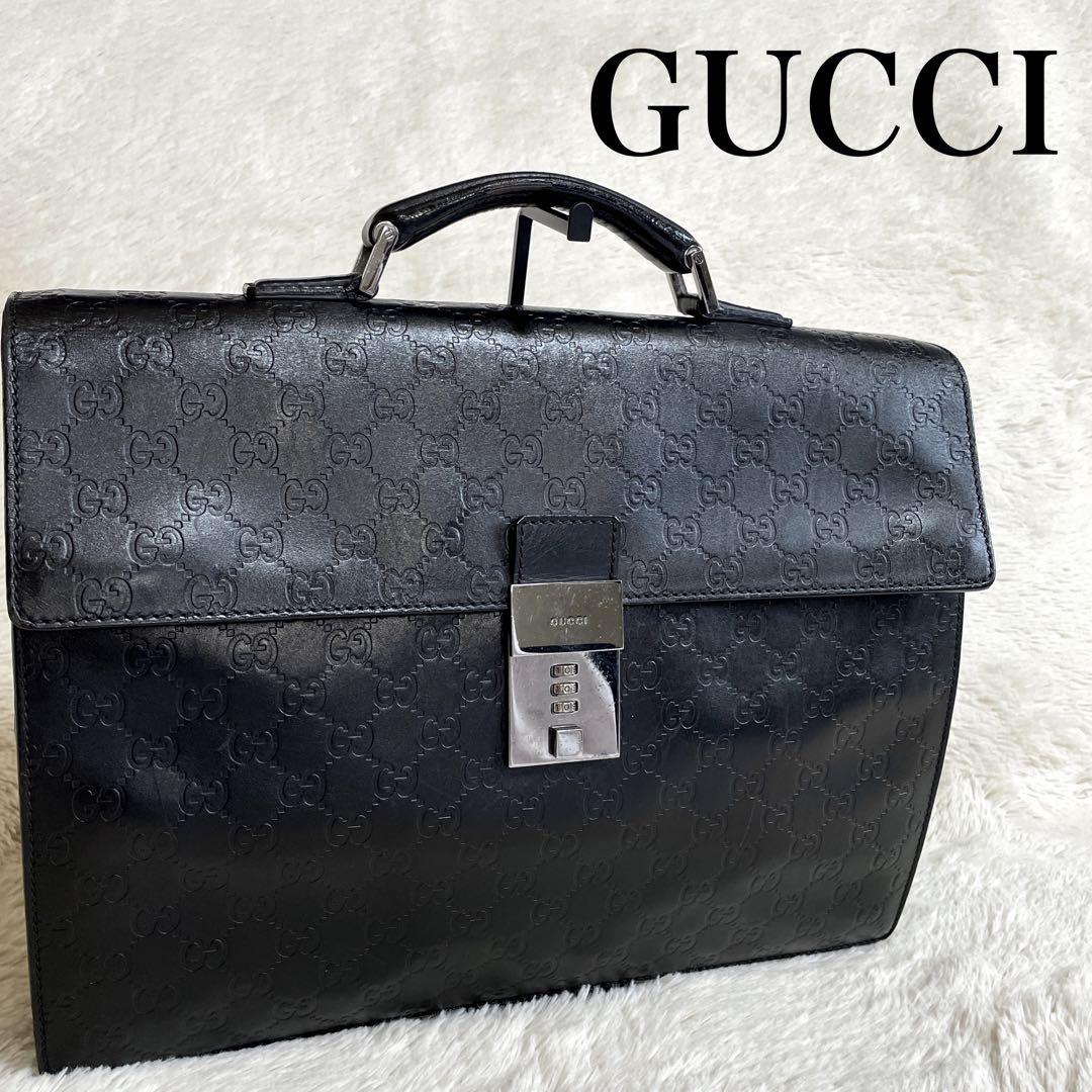 Rare GUCCI Gucci Shima Leather GG Briefcase Business Bag
