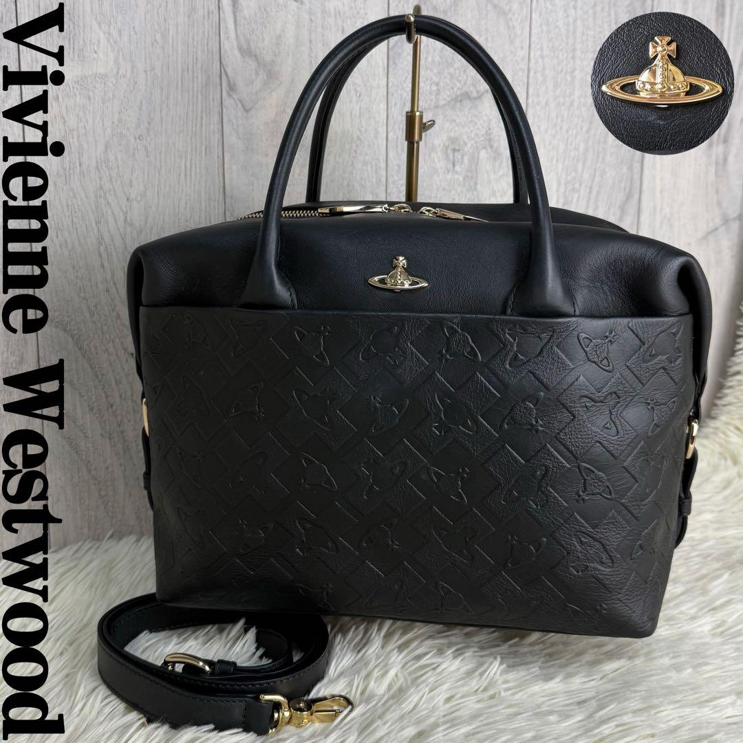 Vivienne Westwood Orb Leather 2-way Shoulder Bag black Orb