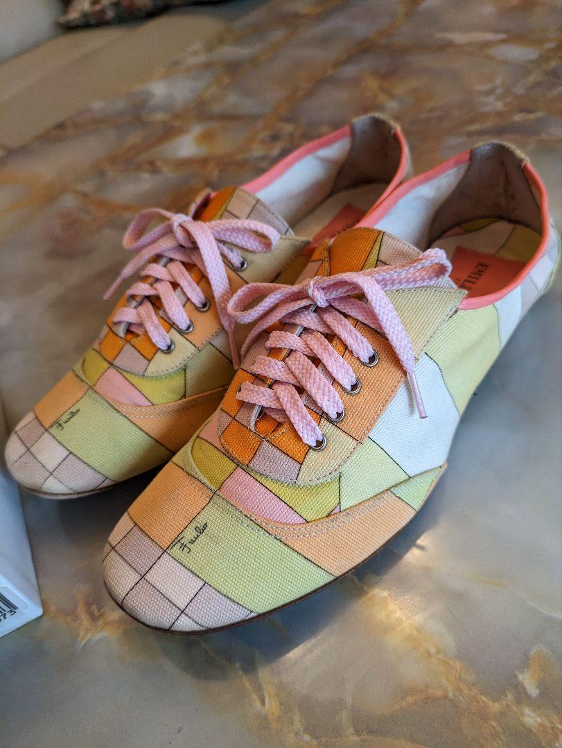 EMILIO PUCCI all-over pattern sneakers 36 leather sole made